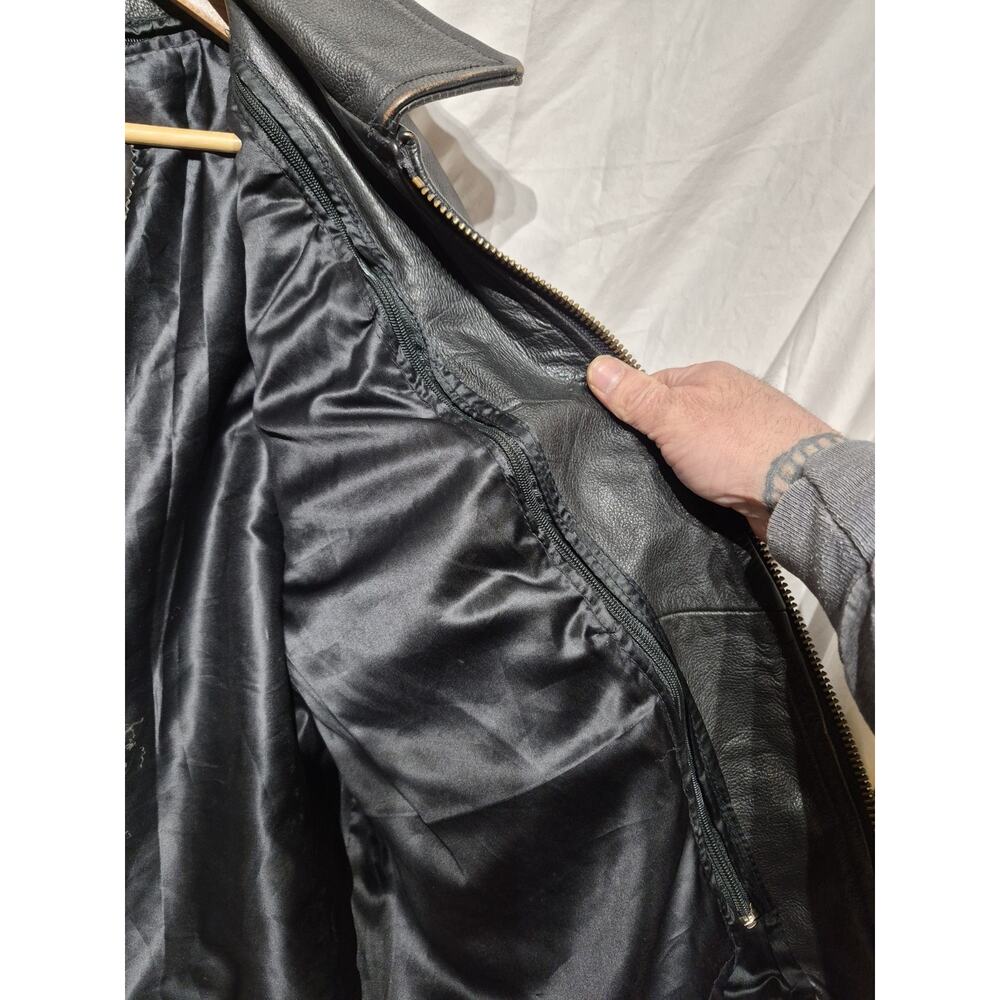 Womens Leather Jacket Fringe Stitching Bead Size 22 With Removable Liner Western - Picture 11 of 16